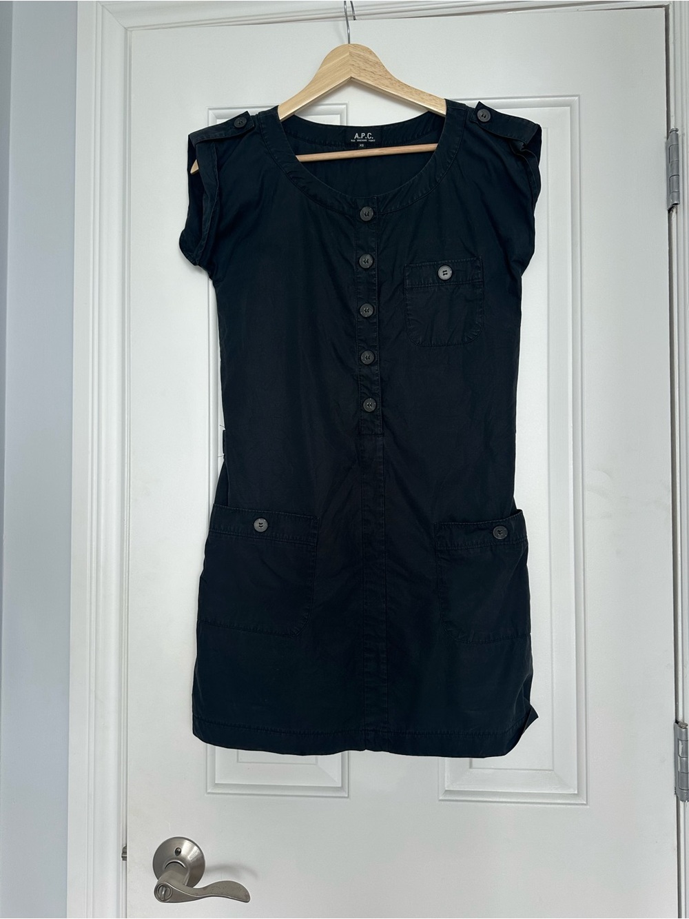 A.P.C. Black Button-Front Mini Dress